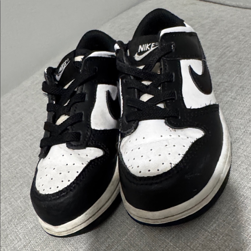 Nike Kids Black and White Low-Top Sneakers with Swoosh